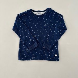 PETIT BATEAU wool blend warm top with snowflakes, Christmas tree print in size 6